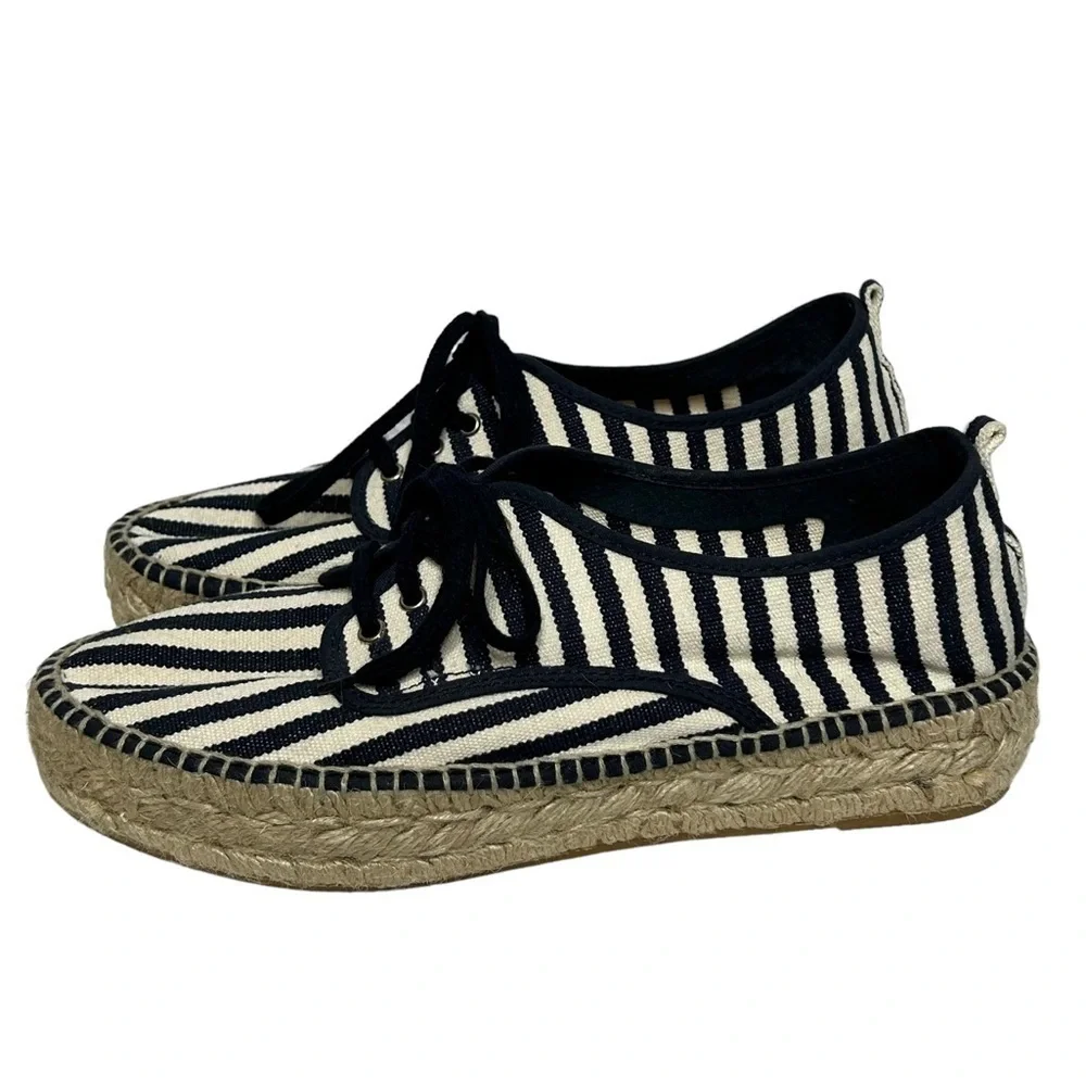 Loeffler Randall Alfie Navy Striped Espadrille Sneakers